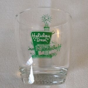 Vintage Holiday Inn Cocktail Glass with Green Design Williamston NC